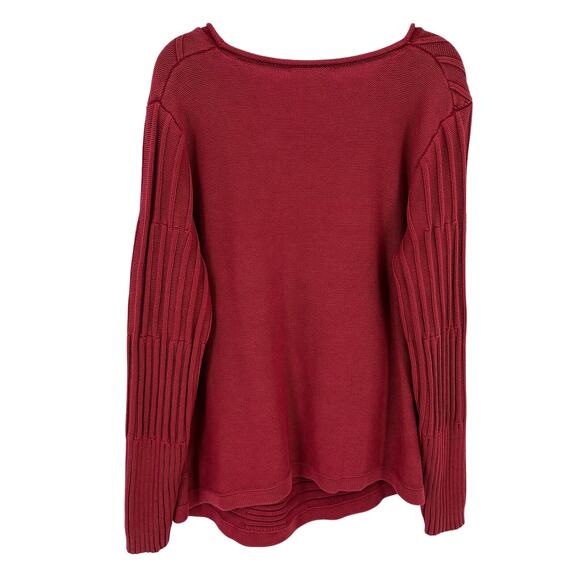 Isabella Bird Textured Knit Sweater Women's Size Large Red Roll Collar - Picture 3 of 4